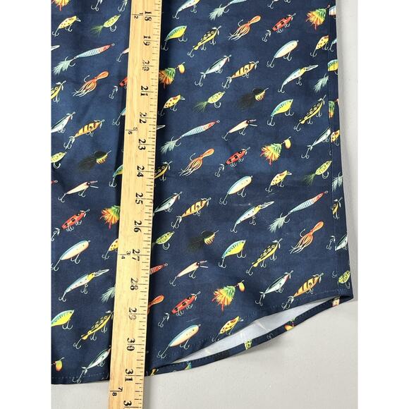 RSVLTS Fishing Lures Camp Shirt Mens XL "Lure 'em in" Navy Blue Button Kunuflex - Picture 7 of 12
